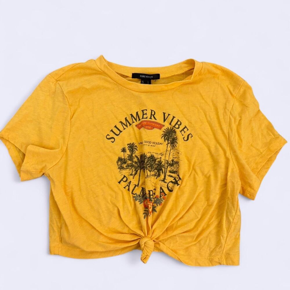 Forever-21 Women's Yellow and Black Crop-top